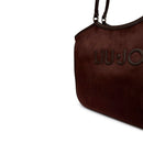 Maxi Tote Bag Donna LIU JO in Microfibra effetto Camoscio Marrone Scuro