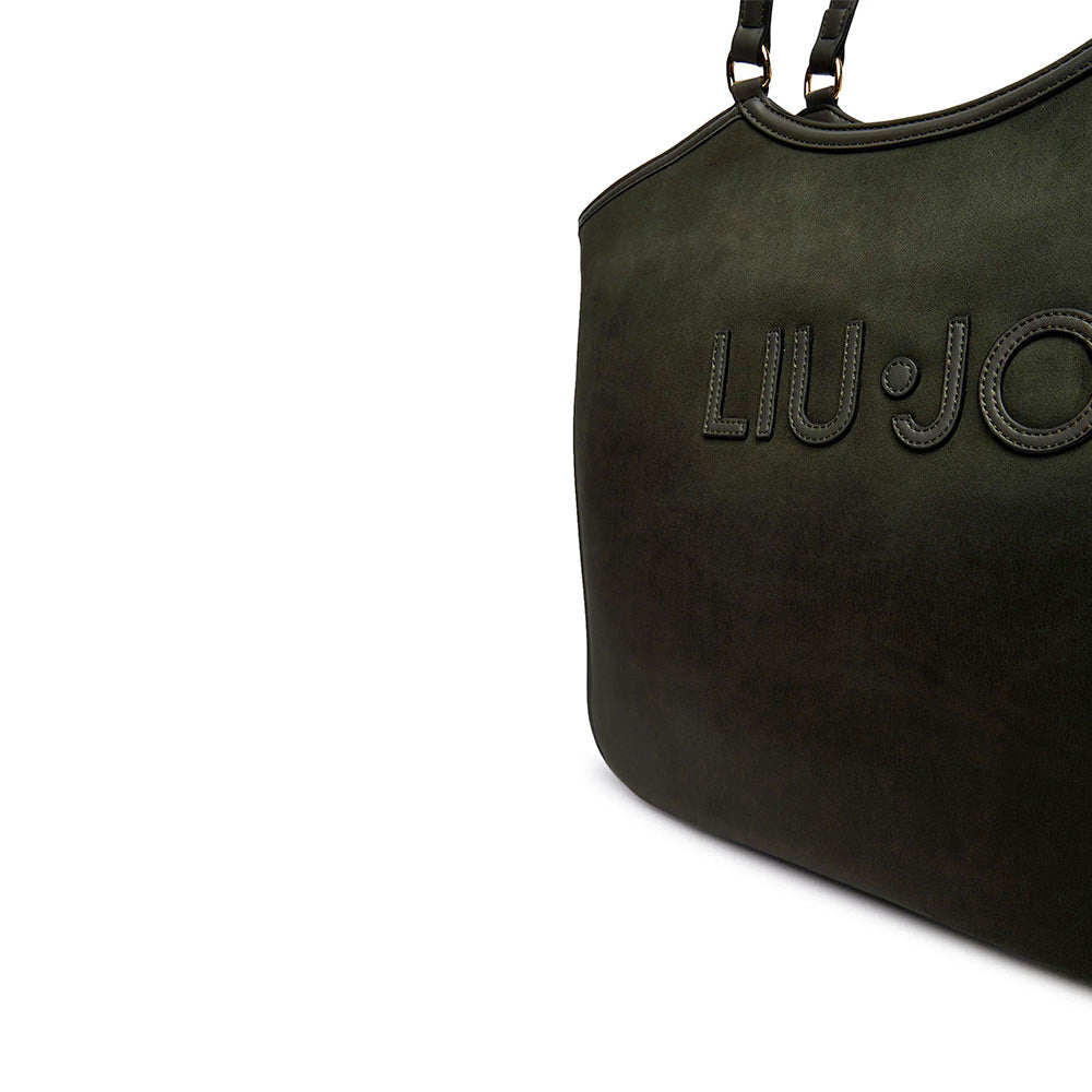 Maxi Tote Bag Donna LIU JO in Microfibra effetto Camoscio Verde Foresta