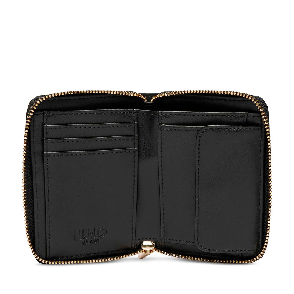 Portafoglio Donna Zip Around Small LIU JO effetto Bottalato Nero