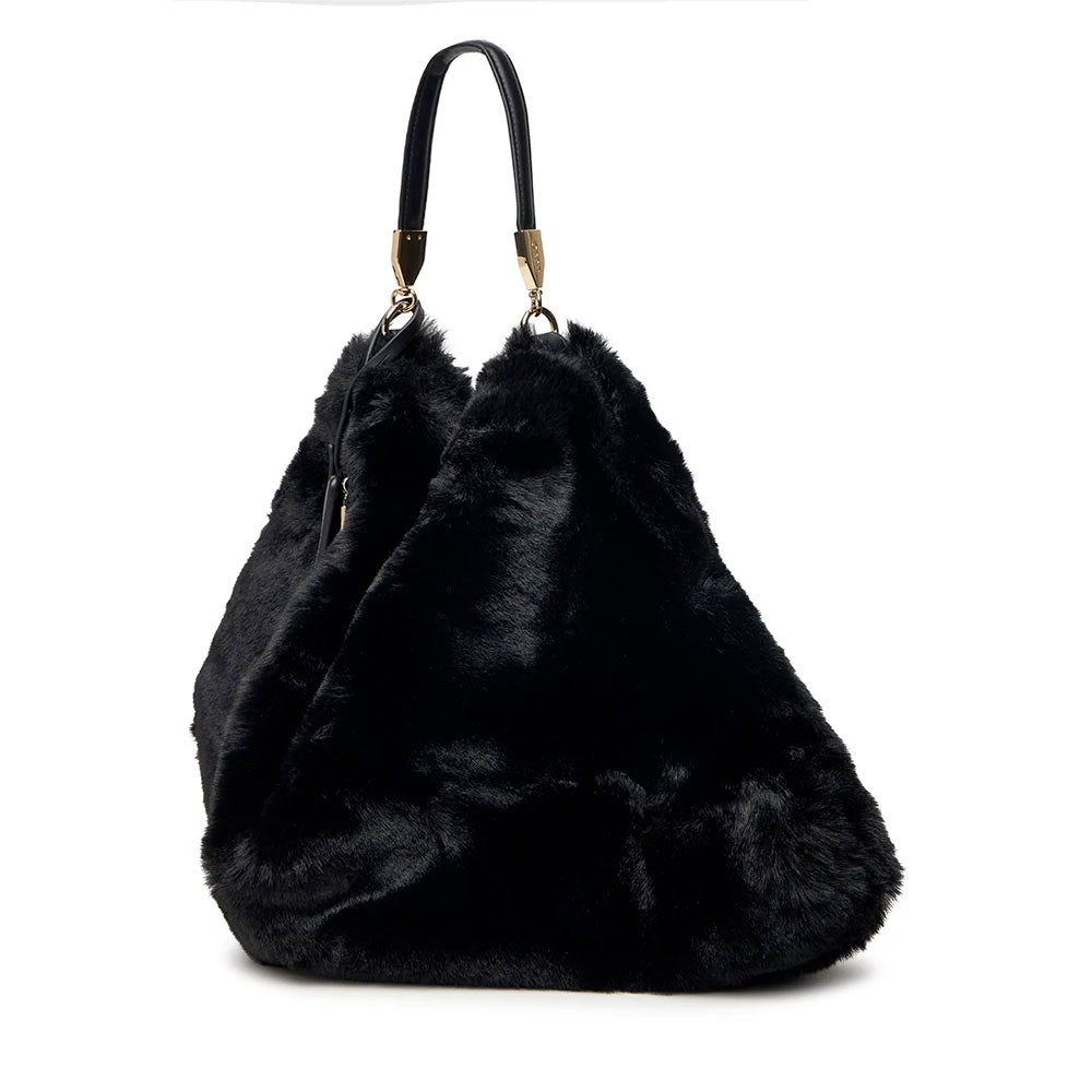 Maxi Borsa Donna a Spalla LIU JO in Pelliccia Sintetica Nera