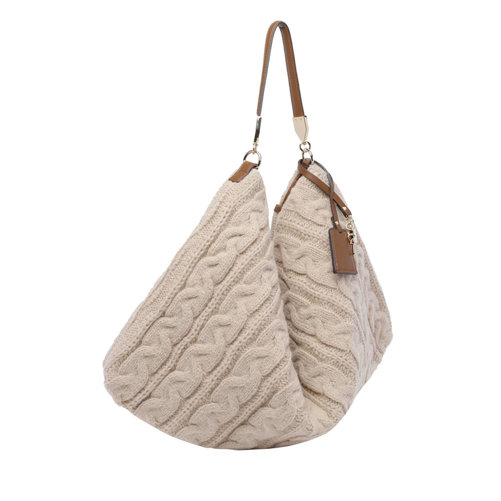 Maxi Borsa Donna a Spalla LIU JO in Maglia Trapuntata color Crema