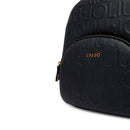 LIU JO Damenrucksack aus schwarzem Kunstleder mit geprägtem Logo