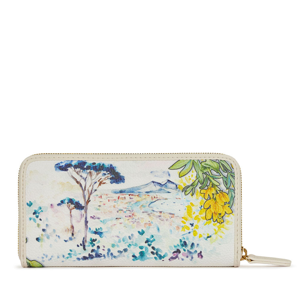 Portafoglio Donna Zip Around BRACCIALINI linea Cartoline stampa Napoli