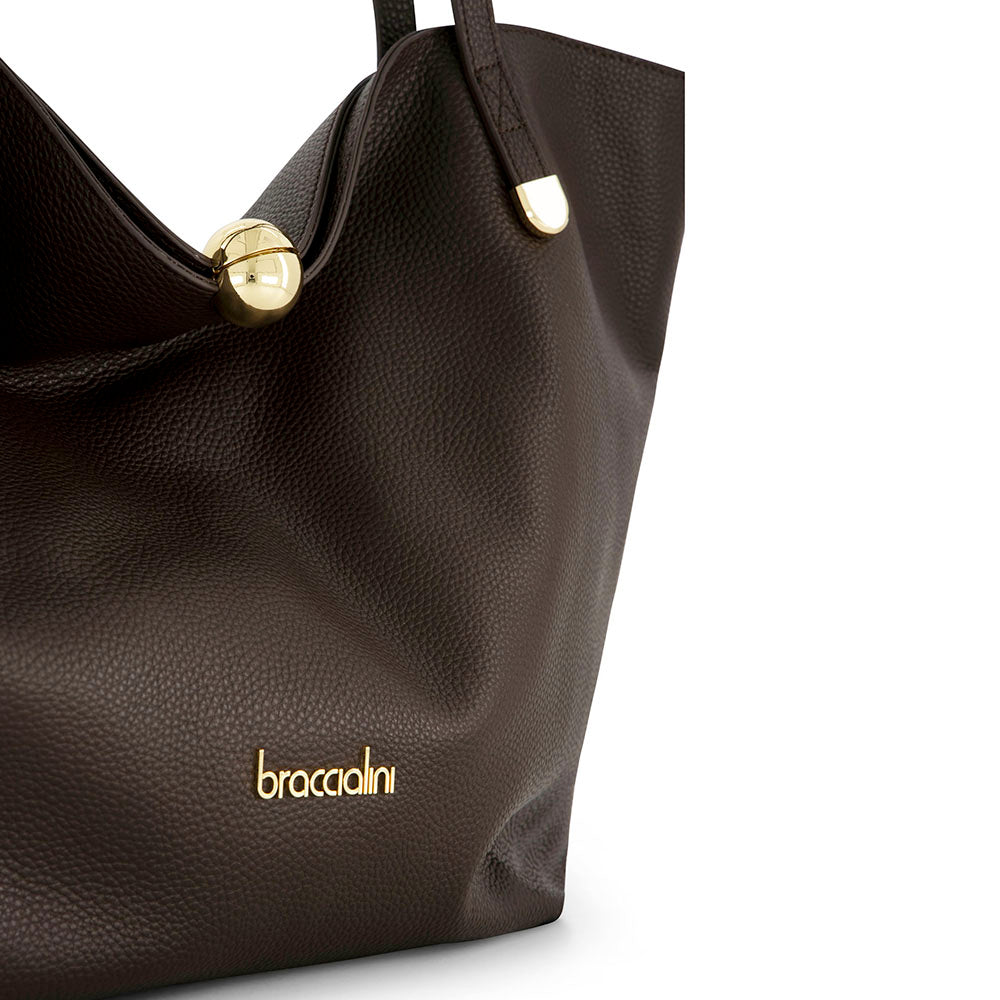 Shopping Bag Donna BRACCIALINI linea Ariel in Pelle Marrone Cioccolato