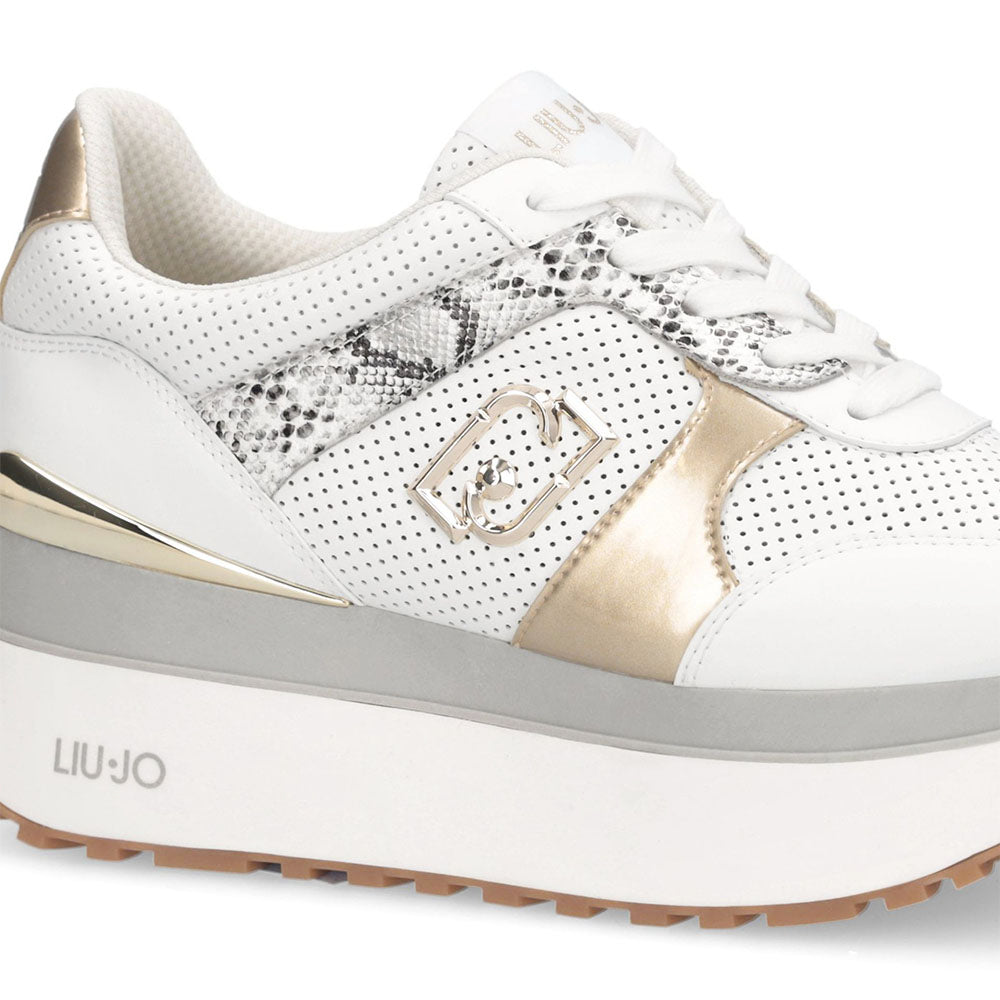 Sneakers Super Platform Donna LIU JO Maxi Wonder Plus 02 Bis in Pelle Traforata Bianca