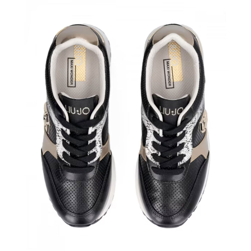 Sneakers Super Platform Donna LIU JO Maxi Wonder Plus 02 Bis in Pelle Traforata Nera