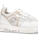 Sneakers Platform Donna LIU JO Maxi Wonder 01 in Pelle e Mesh Bianco con Paillettes