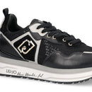 Sneakers Platform Donna LIU JO Maxi Wonder 01 in Pelle e Mesh Nero con Paillettes