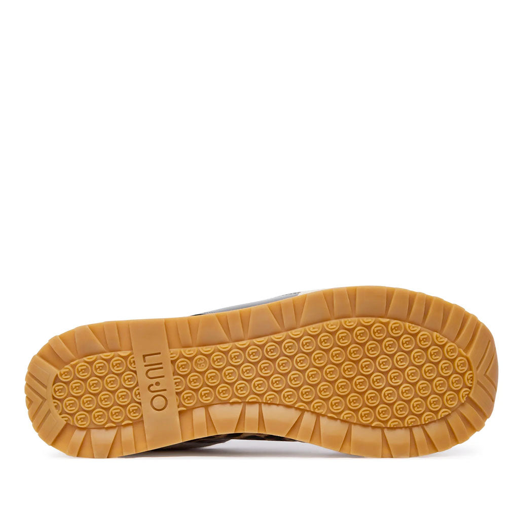 Sneakers Platform Donna LIU JO Maxi Wonder 91 in Suede Beige con Inserti stampa Animalier