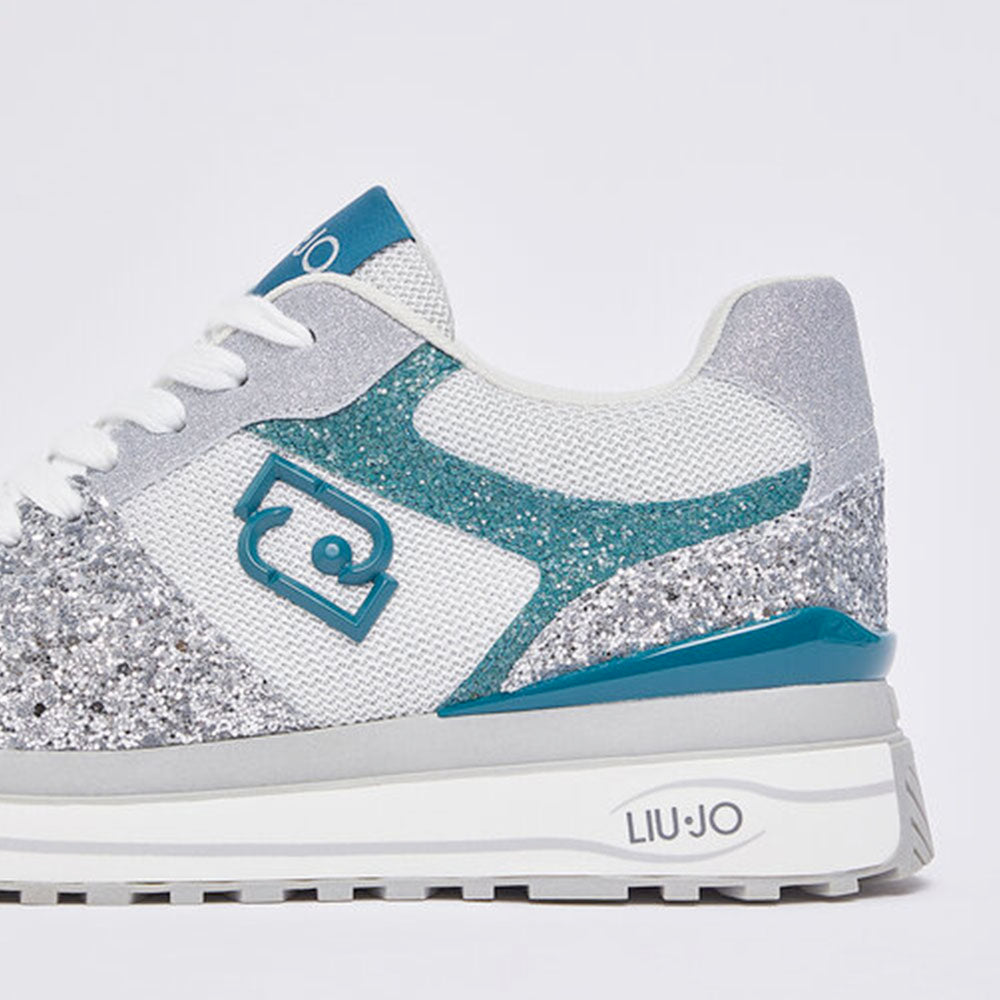 Sneakers Platform Donna LIU JO Maxi Wonder 98 in Glitter e Mesh Silver