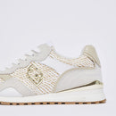 Sneakers Running LIU JO Maxi Wonder Low 02 in Suede Rafia e Pelle White Rope