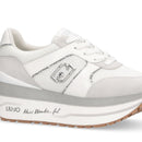 Sneakers Super Platform Donna LIU JO Maxi Wonder Plus 02 in Suede e Mesh Bianco