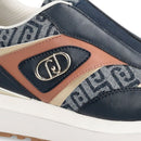 Sneakers Slip On Donna LIU JO Maxi Wonder 99 in Pelle e Tessuto stampa Monogram Blu