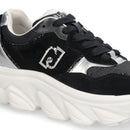 Sneakers Chuncky Donna LIU JO Steffy 01 in Suede e Nylon Nero con Inserti Metallizzati