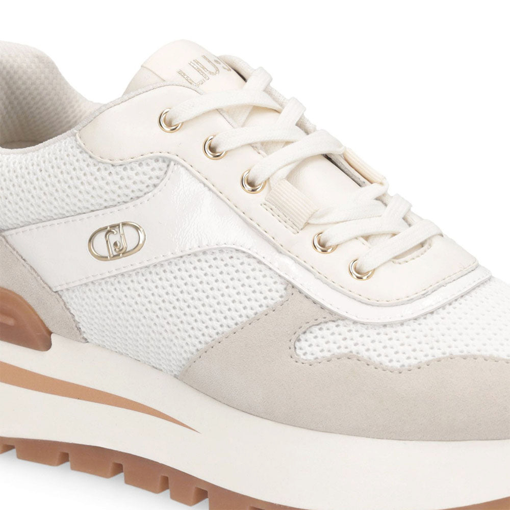 Sneakers Platform Donna LIU JO Amazing 38 in Suede e Mesh color Latte e Bianco
