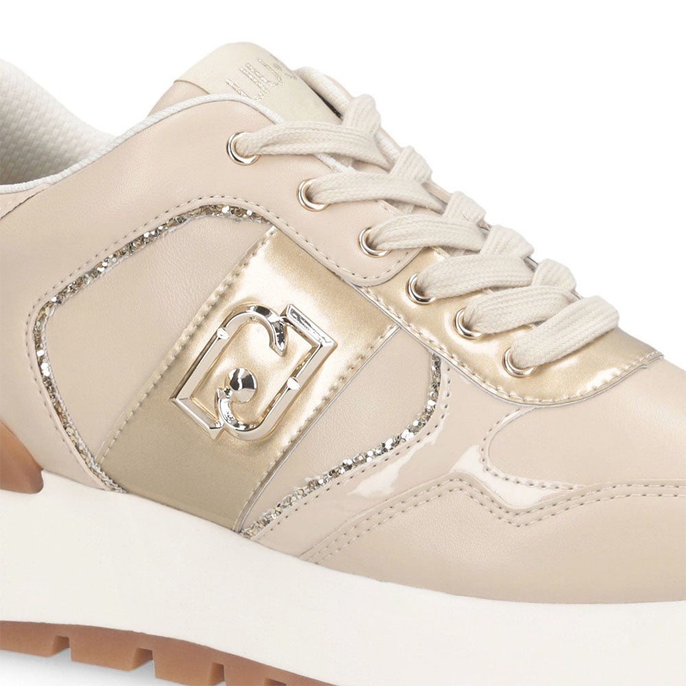 Sneakers Platform Donna LIU JO Amazing 43 in Pelle Beige con Dettaglio Glitter