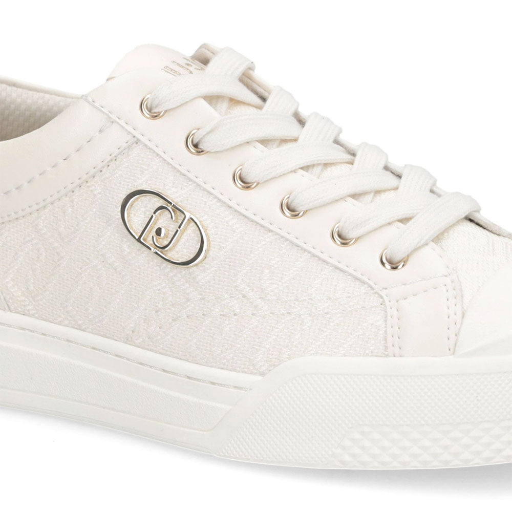 Sneakers Donna LIU JO Benson 01 in Tessuto color Latte con Logo Monogram