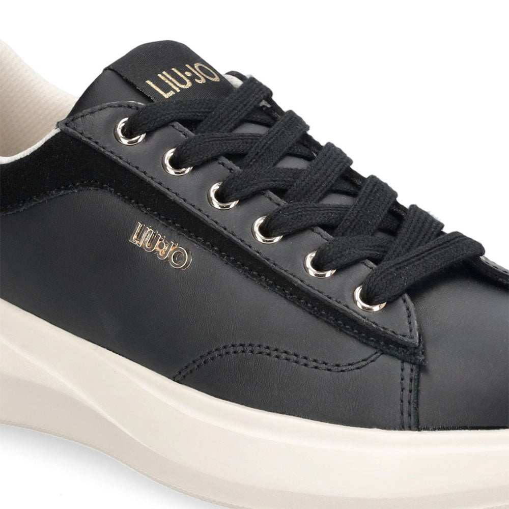 Sneakers Donna LIU JO Casper 01 in Pelle Nera con Inserto Laminato Oro