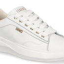 Sneakers Donna LIU JO Casper 01 in Pelle Bianca con Inserto Laminato Oro
