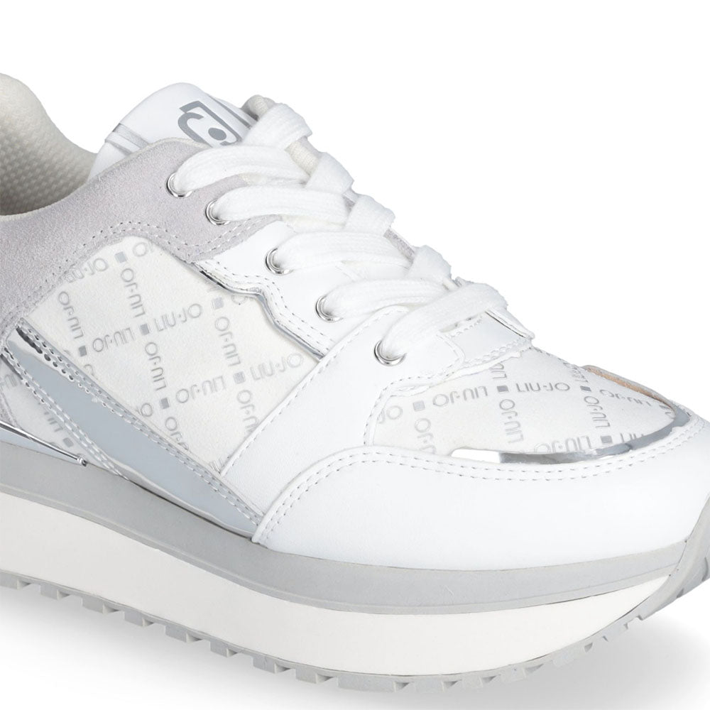 Sneakers Platform Donna LIU JO Maxi Wonder 91 in Pelle e Suede Bianco
