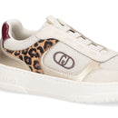 Damen-Slip-On-Sneaker LIU JO Me 05 aus Leder und Stoff in Weiß mit Metallic- und Animalier-Einsätzen