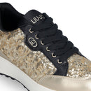 Sneakers Donna LIU JO Lolo 20 in Pelle Nera e Paillettes Oro