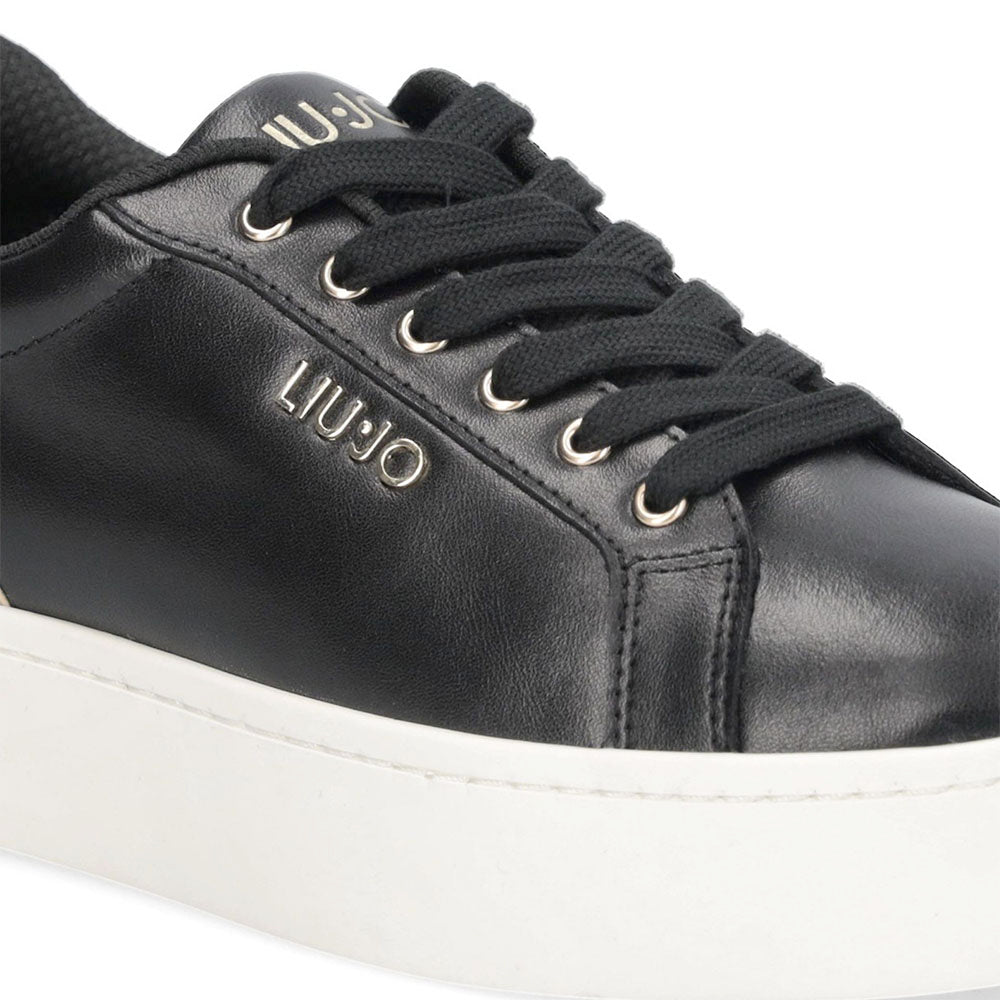 Sneakers Donna LIU JO Pretty 06 in Pelle Nera e Inserti Oro Chiaro