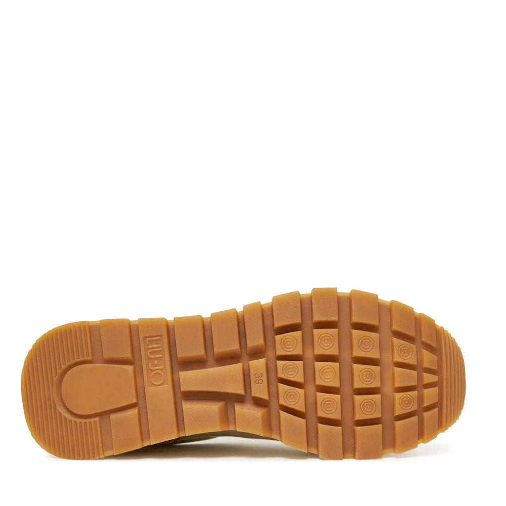 Sneakers Platform Donna LIU JO Amazing 25 in Pelle Beige e Inserti Laminati Oro