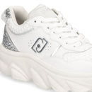 Scarpe Donna LIU JO Steffy 01 Sneakers Chuncky in Pelle Bianca con Inserto Glitter Argento