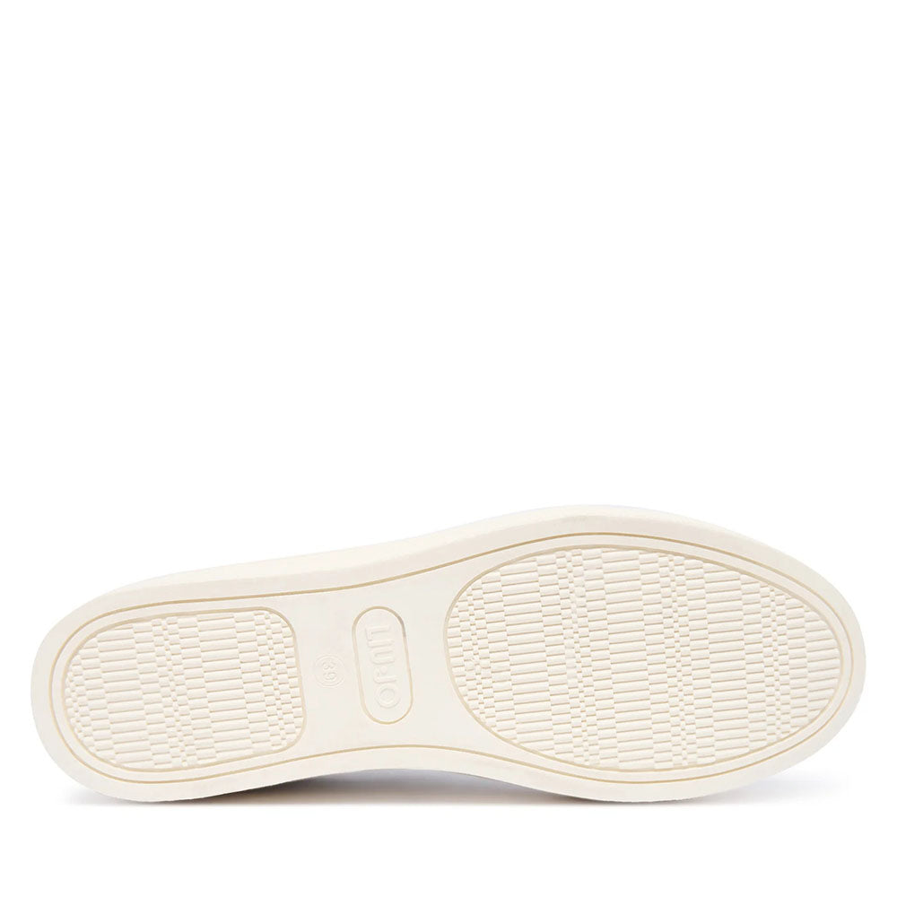 Sneakers Donna LIU JO Kiki 01 in Pelle Bianca con Inserti Laminati Oro
