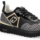 Sneakers Platform Donna LIU JO Maxi Wonder 01 stampa Saffiano con Logo Monogram Nero