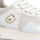 Women's White Mesh Platform Sneakers LIU JO Maxi Wonder 01 with Glitter