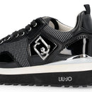 Women's Black Mesh Platform Sneakers LIU JO Maxi Wonder 01 with Glitter