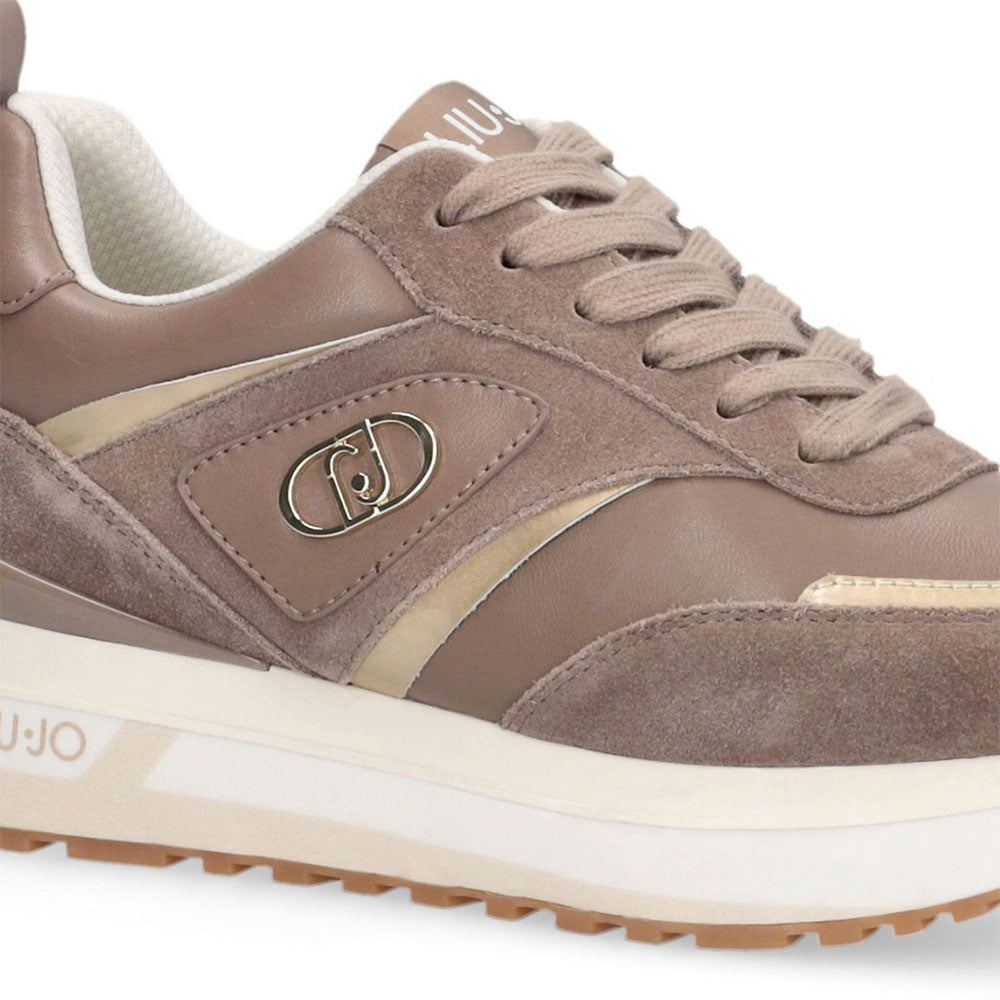 Women's Platform Sneakers LIU JO Maxi Wonder 97 in Leather and Suede, Havana