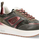 Sneakers Platform Donna LIU JO Maxi Wonder 97 in Pelle e Tessuto Effeto Velluto Verde Muschio