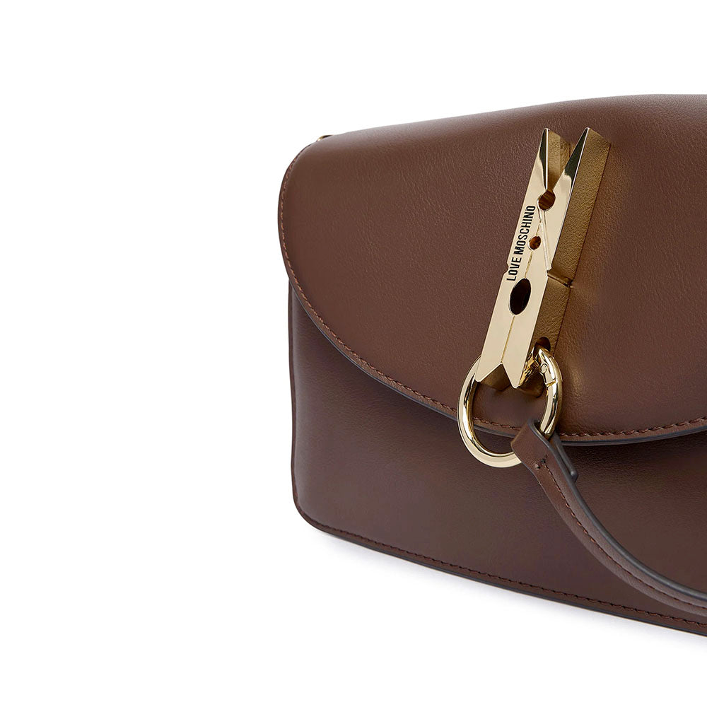 Borsa Donna a Tracolla LOVE MOSCHINO linea Pinned Love Marrone