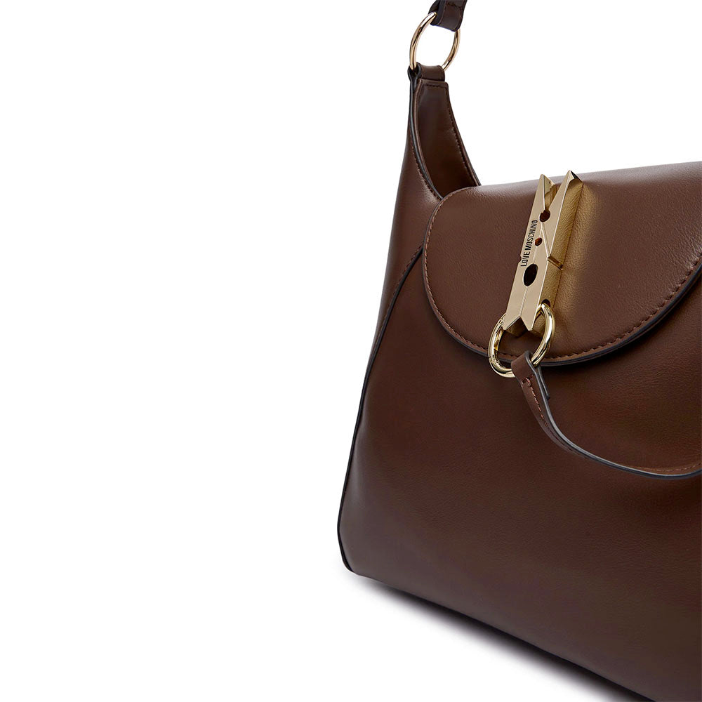 Hobo Bag Donna LOVE MOSCHINO linea Pinned Love Marrone