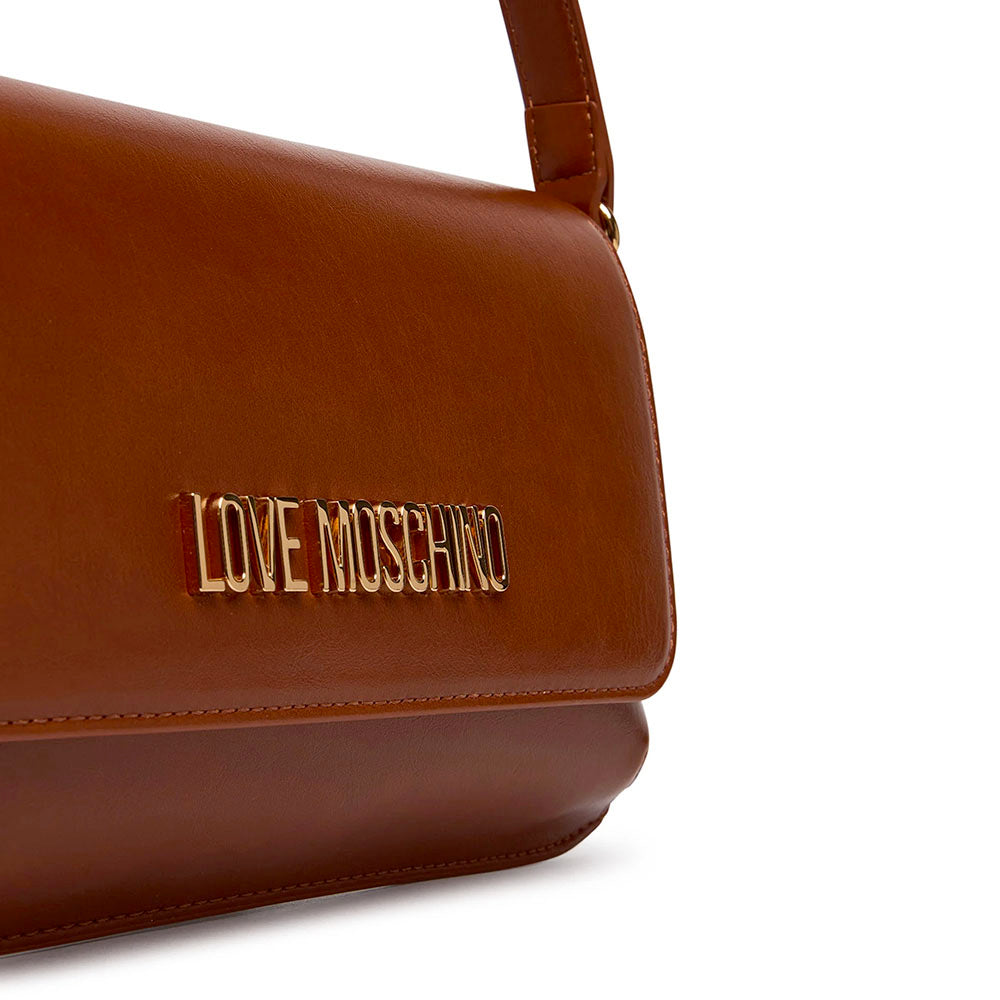 Borsa Piatta a Spalla LOVE MOSCHINO linea Lettering Logo color Cuoio