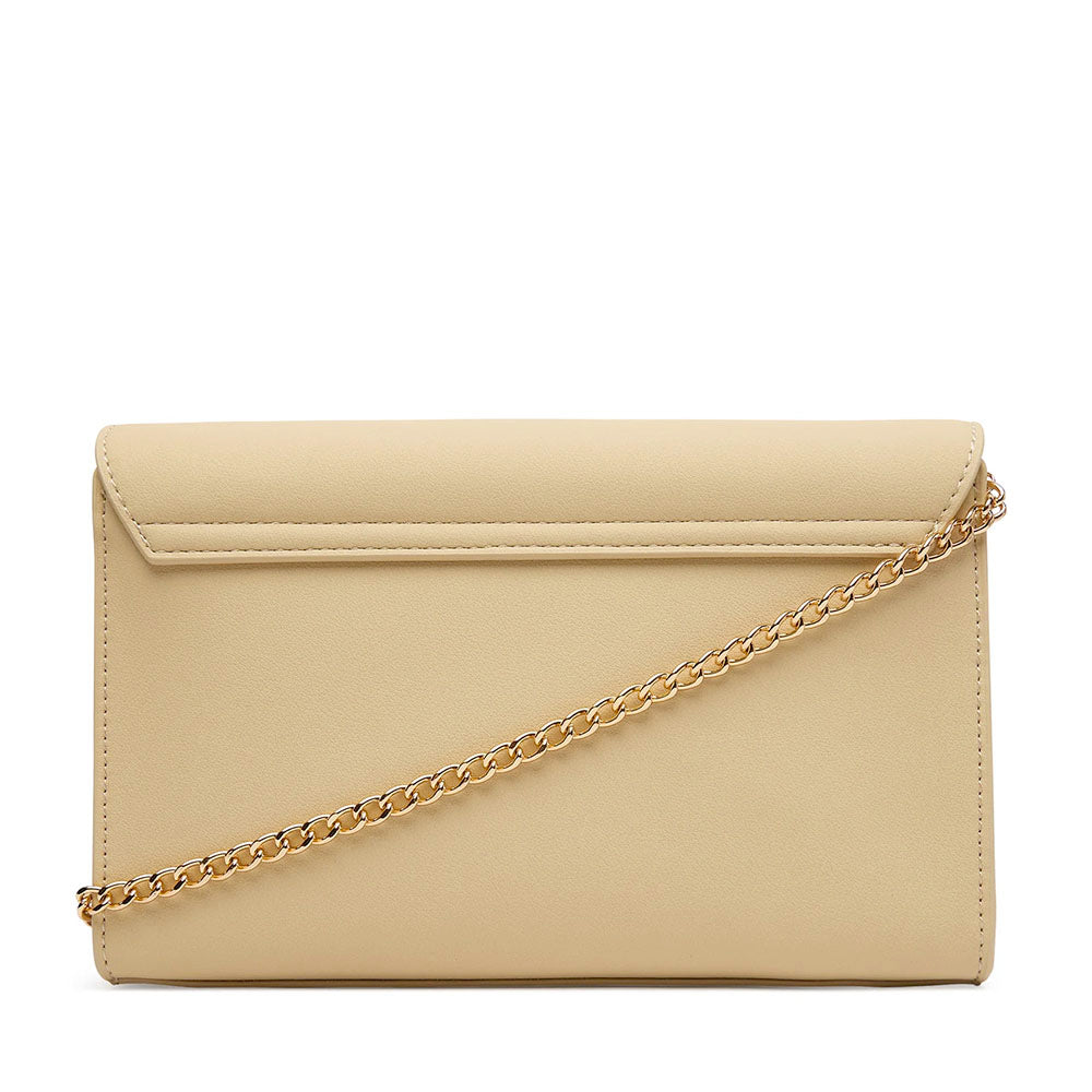 Damen-Clutch mit Umhängeriemen LOVE MOSCHINO Modell Smart Daily Bag Lettering Logo in Creme