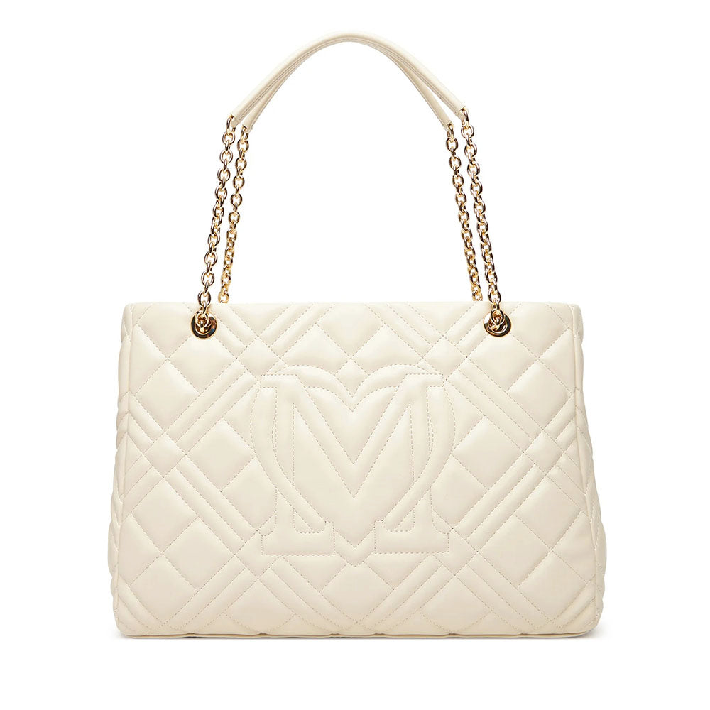 Gesteppte Damen-Shopper LOVE MOSCHINO Modell Quilted in Elfenbein