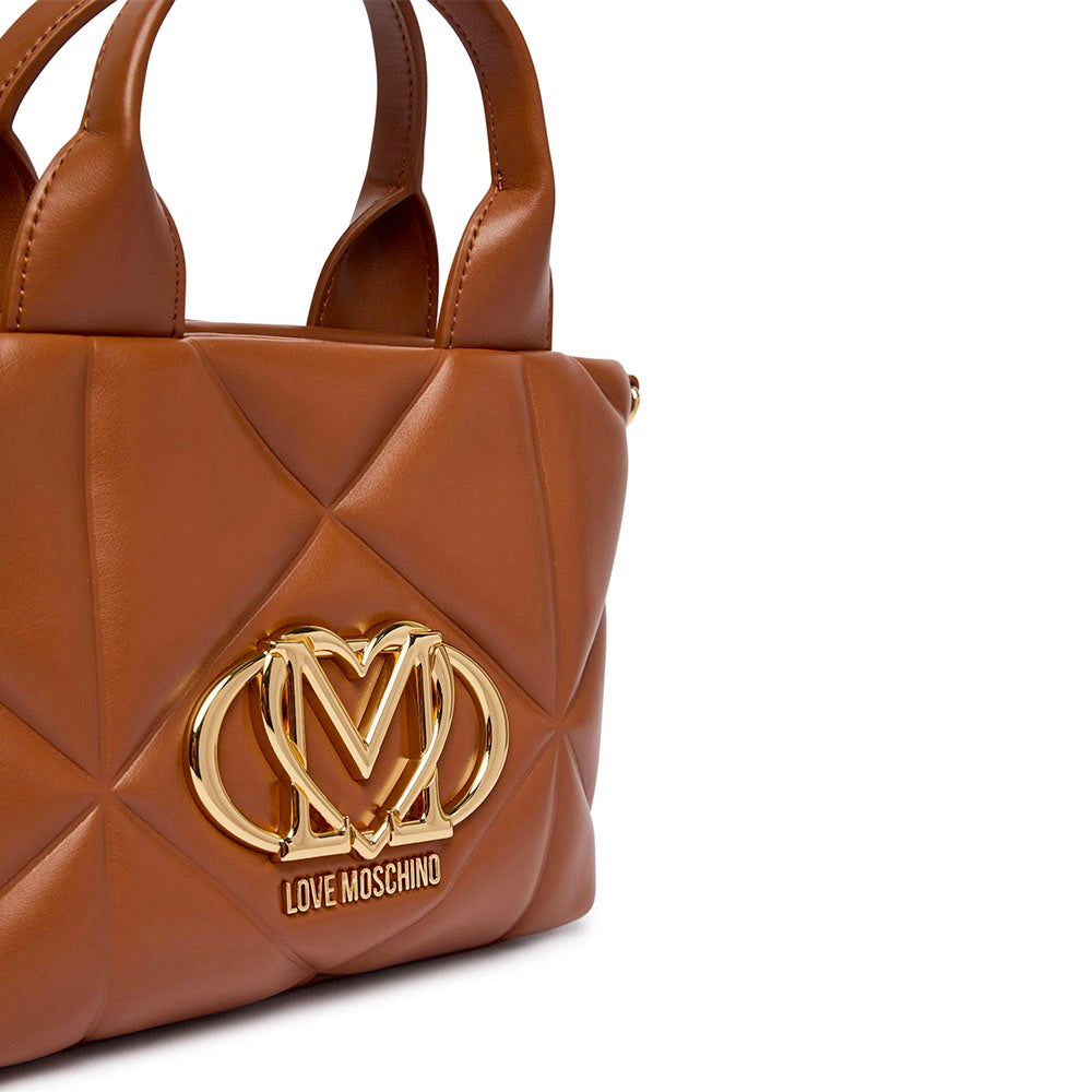 Mini Borsa Donna a Mano LOVE MOSCHINO linea Embossed color Noce