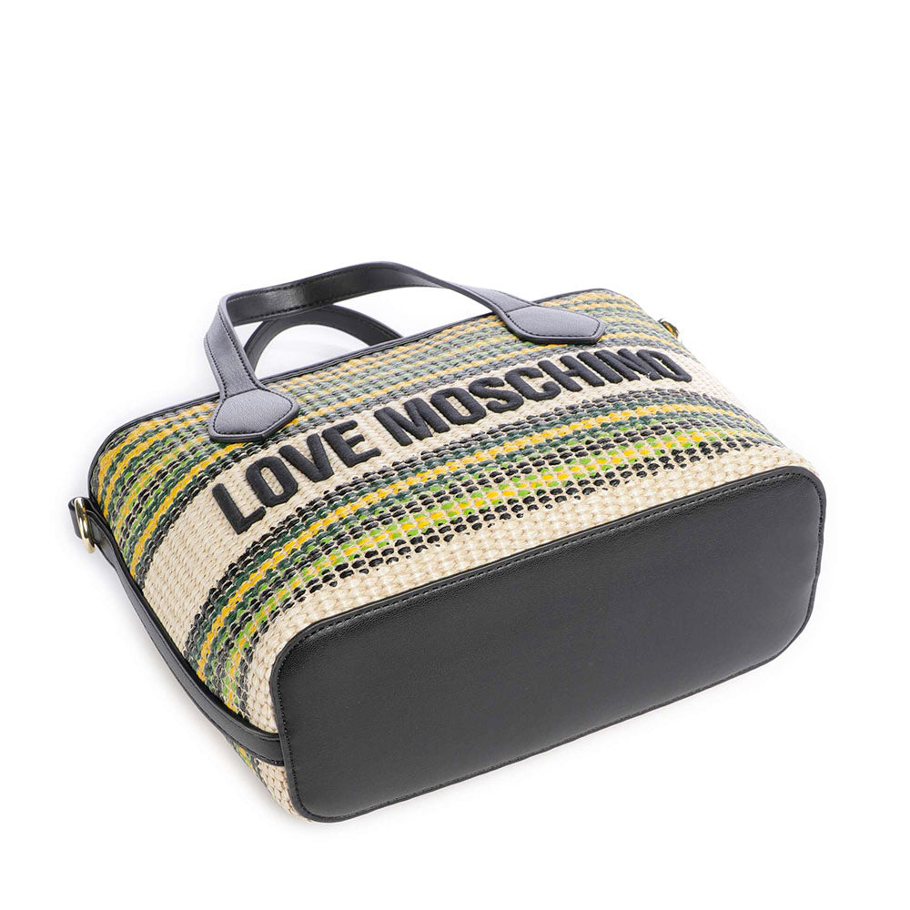 Borsa Donna a Mano LOVE MOSCHINO a Righe Nero Multicolor