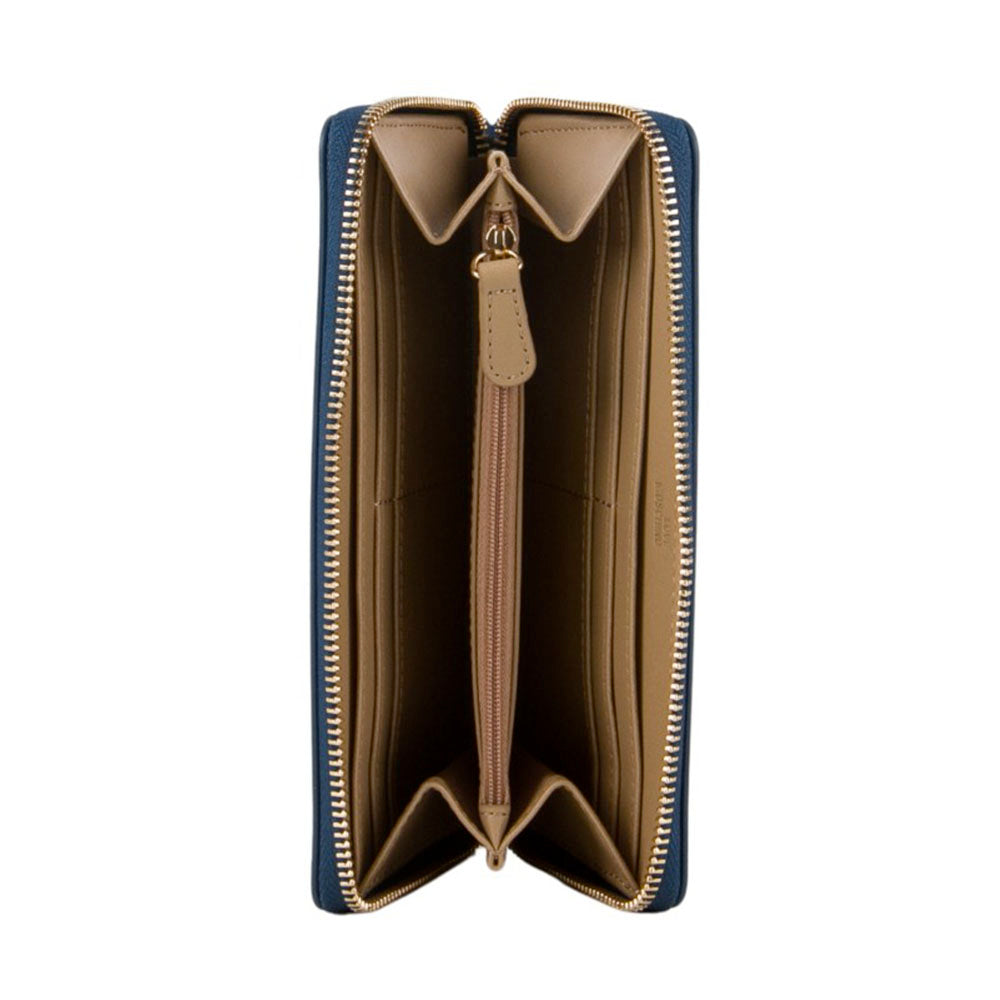 LOVE MOSCHINO Portemonnaie mit Reißverschluss, gesteppt, Linie Embossed, Marineblau