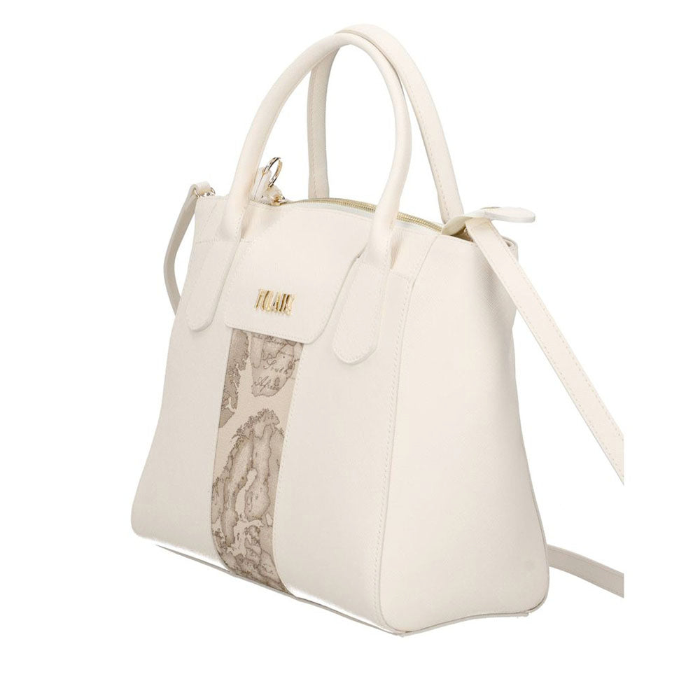 Borsa Donna Grande a Mano 1A Classe Alviero Martini linea Bloom City Avorio e Geo Rafia LD25