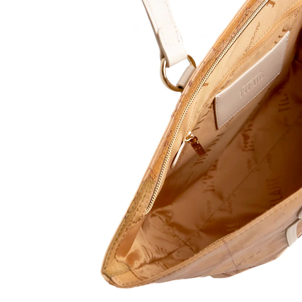 Damen-Shopper 1A Classe ALVIERO MARTINI Modell Soft Petals aus Soft Geo Classic Stoff in Elfenbein - LE53