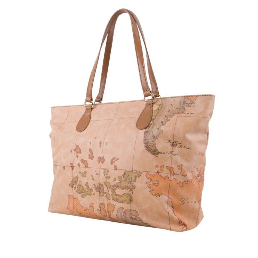 Damen-Shopper 1A Classe ALVIERO MARTINI Modell Soft Petals aus Soft Geo Classic Stoff in Cognac - LE53