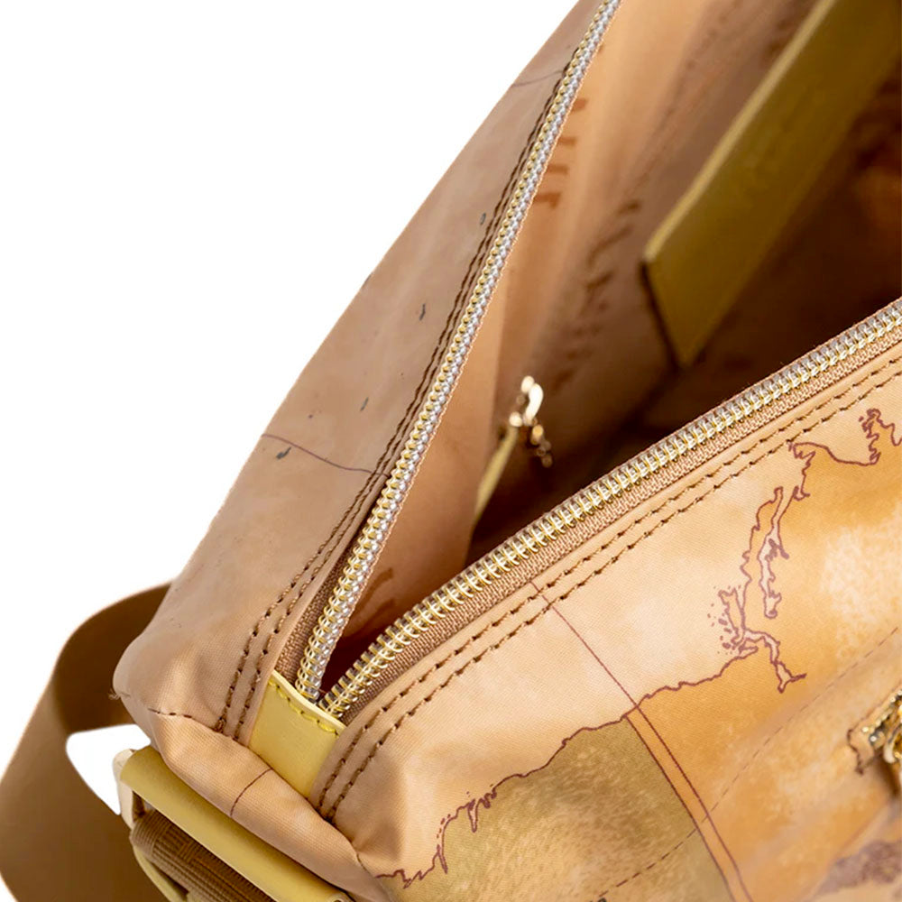 Borsa Donna Mezzaluna Grande 1A Classe Alviero Martini linea Soft Petals in Tessuto Soft Geo Classic e Giallo Pastello LE54