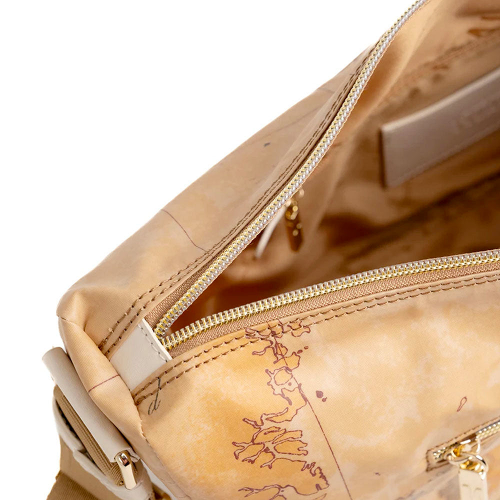 Borsa Donna Mezzaluna Grande 1A Classe Alviero Martini linea Soft Petals in Tessuto Soft Geo Classic e Avorio LE54
