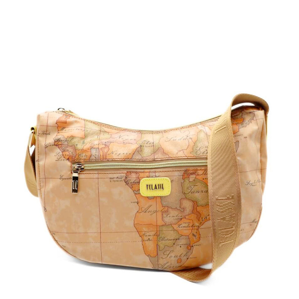 Borsa Donna Mezzaluna Media 1A Classe Alviero Martini linea Soft Petals in Tessuto Soft Geo Classic e Giallo Pastello LE55