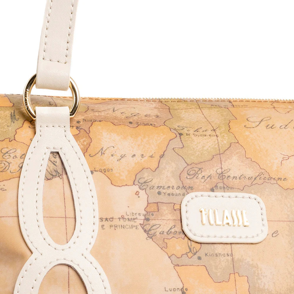 Damen-Henkeltasche 1A Classe ALVIERO MARTINI Modell Soft Petals aus Soft Geo Classic Stoff in Elfenbein - LE57